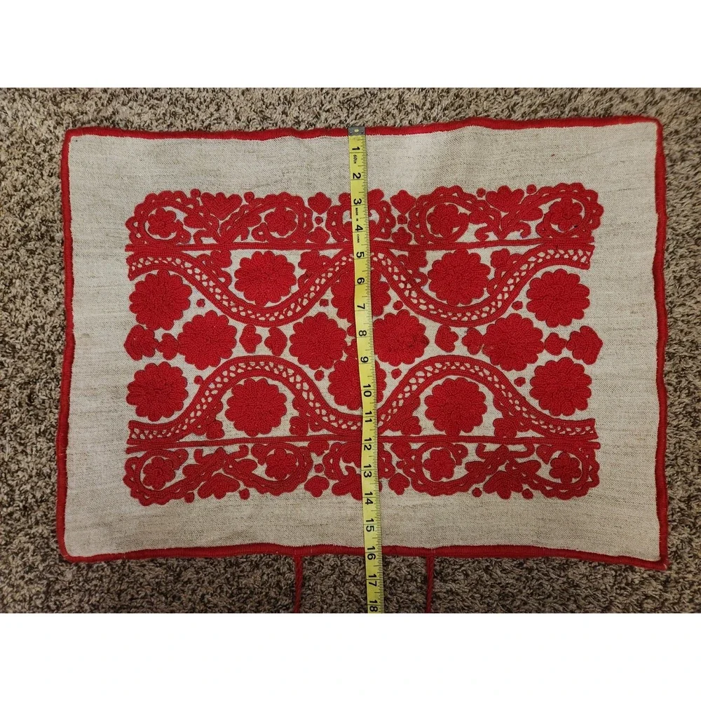 Vintage Hungarian Kalotaszeg Hand Embroidered Pillow Case Red Írásos Folk Art